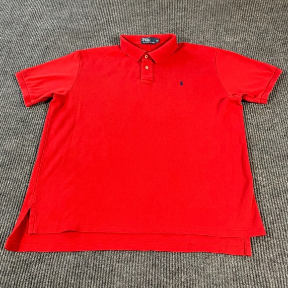 VTG Ralph Lauren Shirt Mens XL Red Golf Polo Short Sleeve Cotton Y2K Preppy Pony - Picture 1 of 11